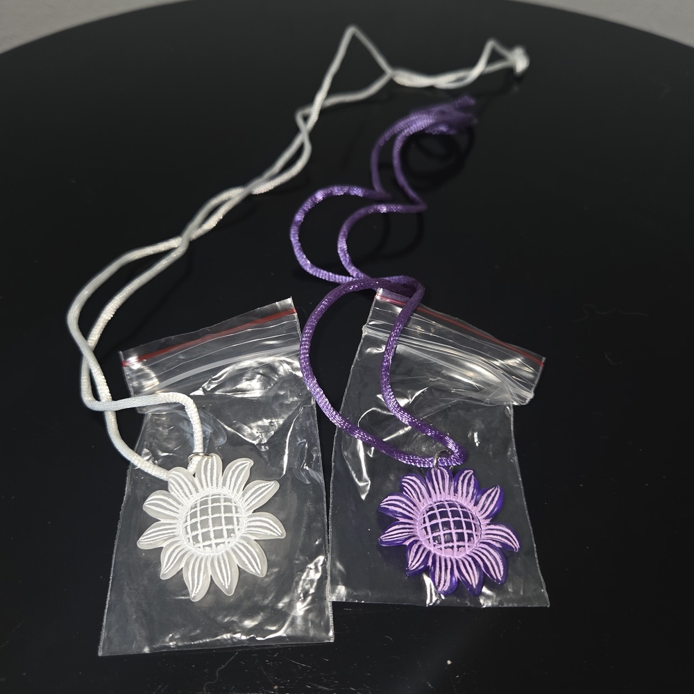 Purple and White Sunflower Necklaces